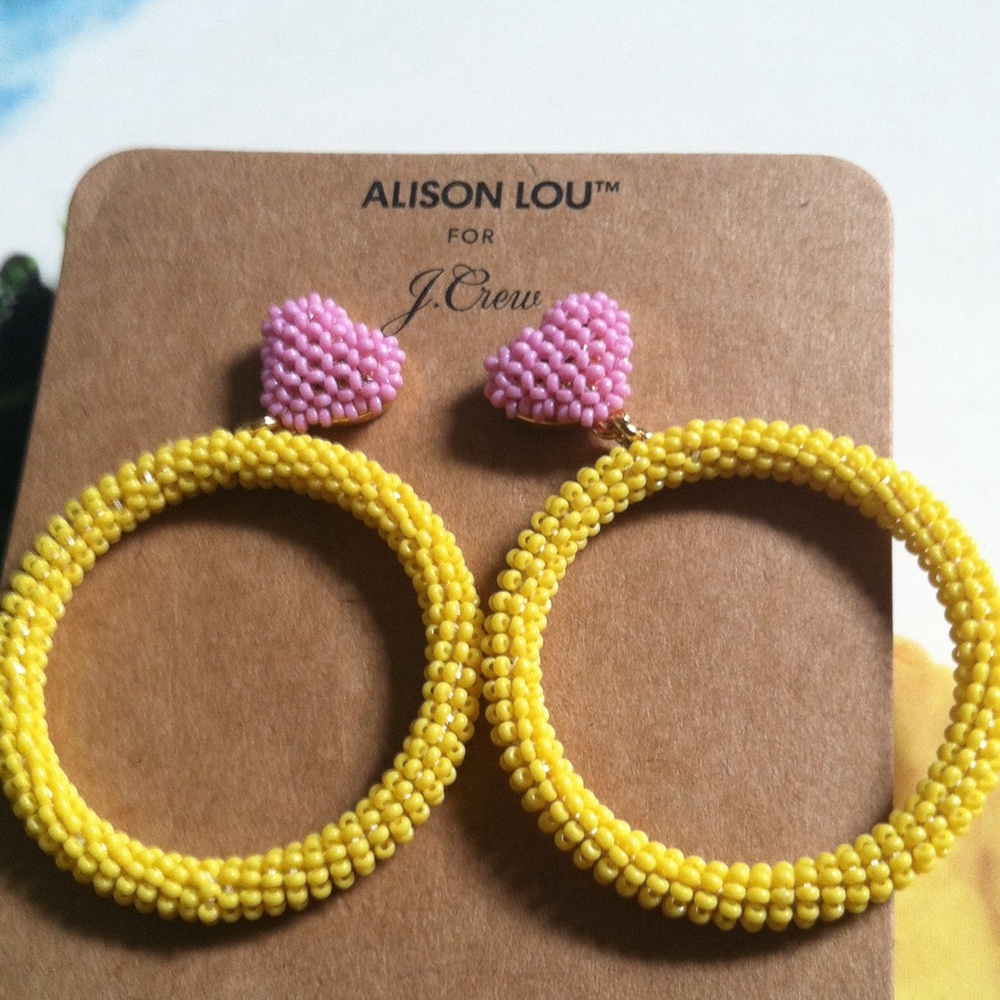 J crew Allison Lou X j crew beaded heart drop - Picture 1 of 5